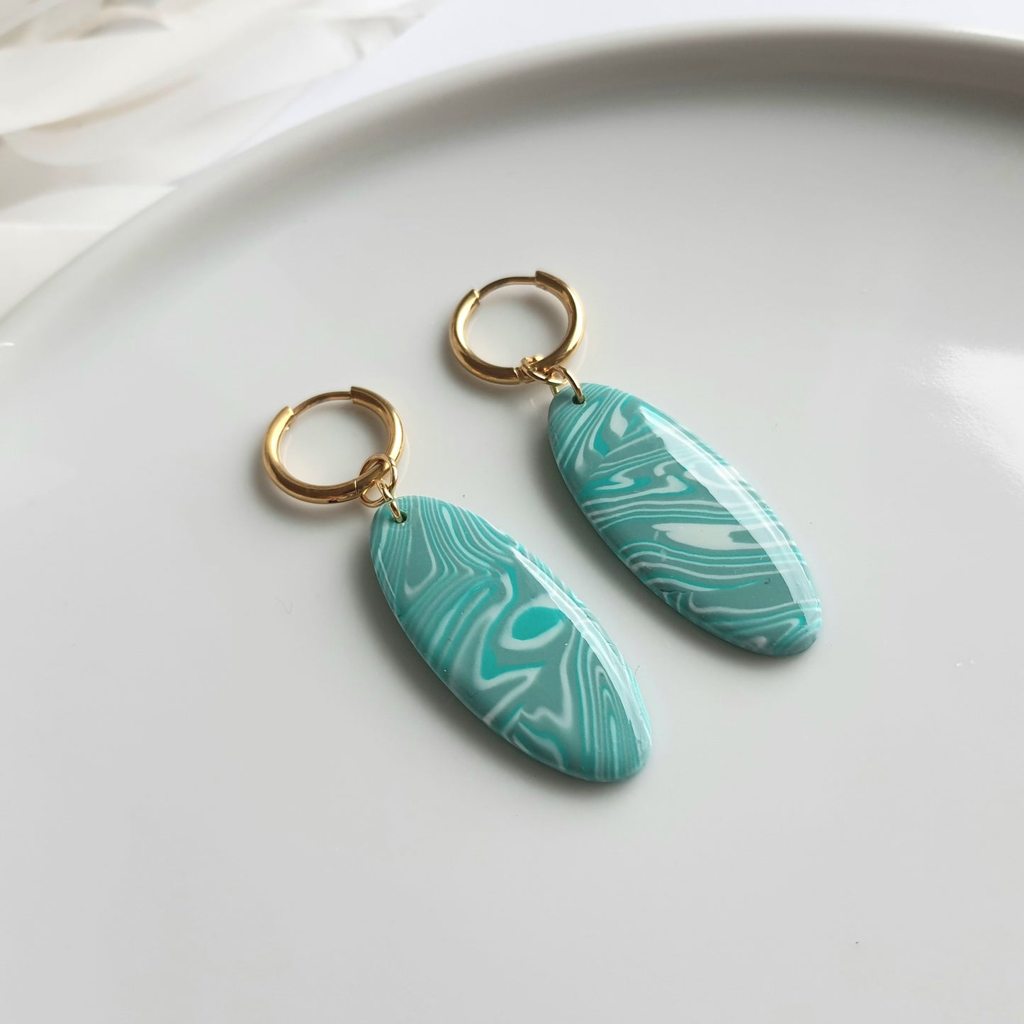 Turquoise ocean waves dangle earrings