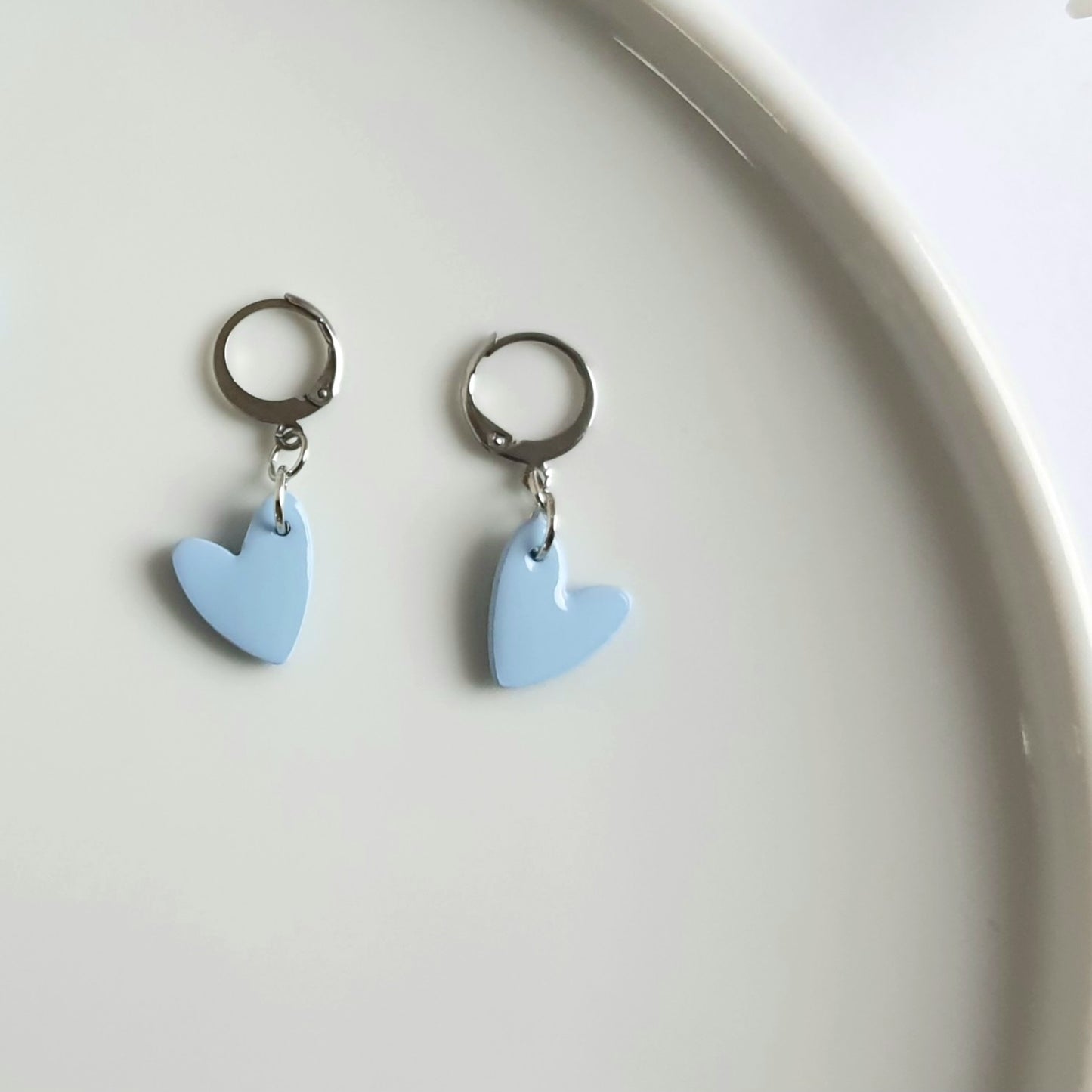 Light blue heart earrings