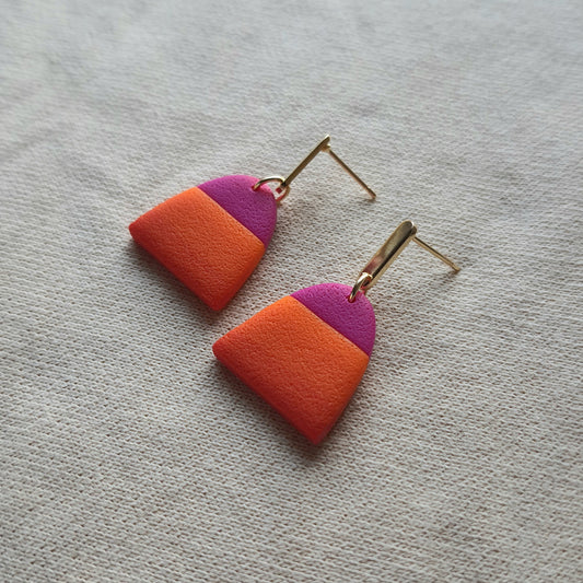 Magenta and orange dangle earrings