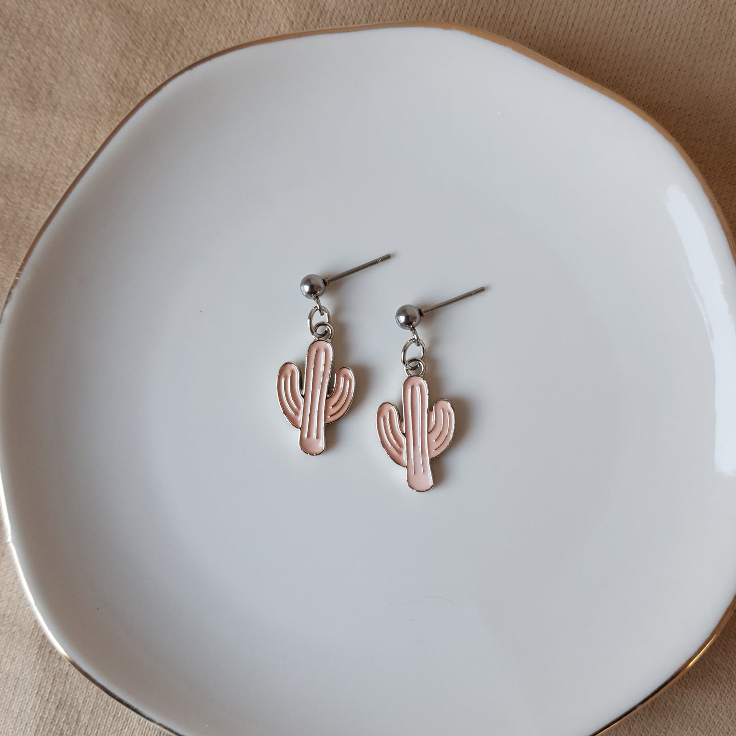 Peachy cactus dangle earrings