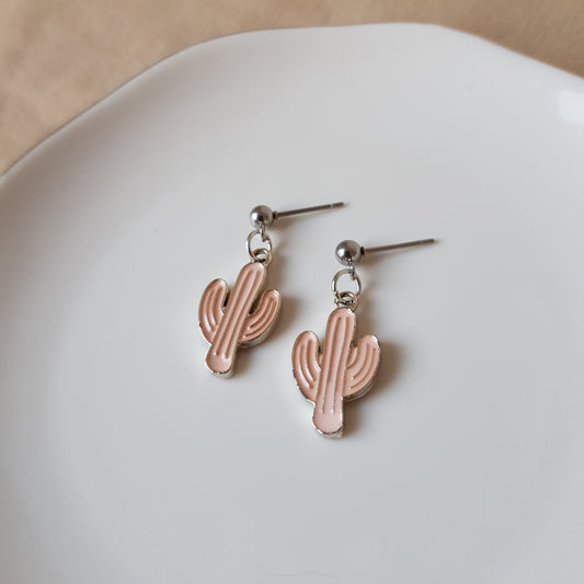 Peachy cactus dangle earrings