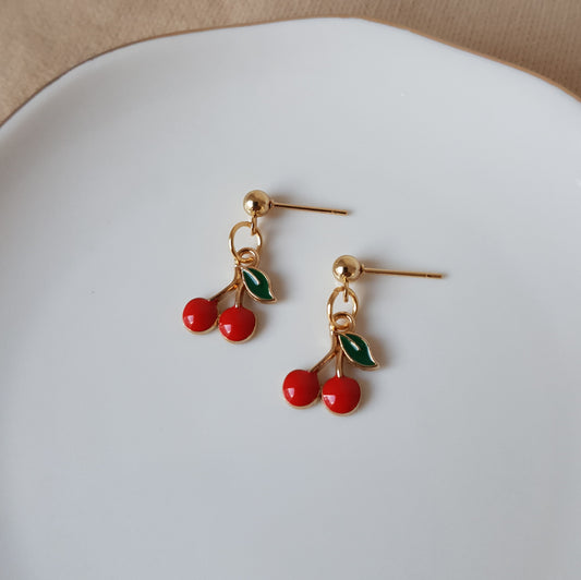 Cherries dangle earrings
