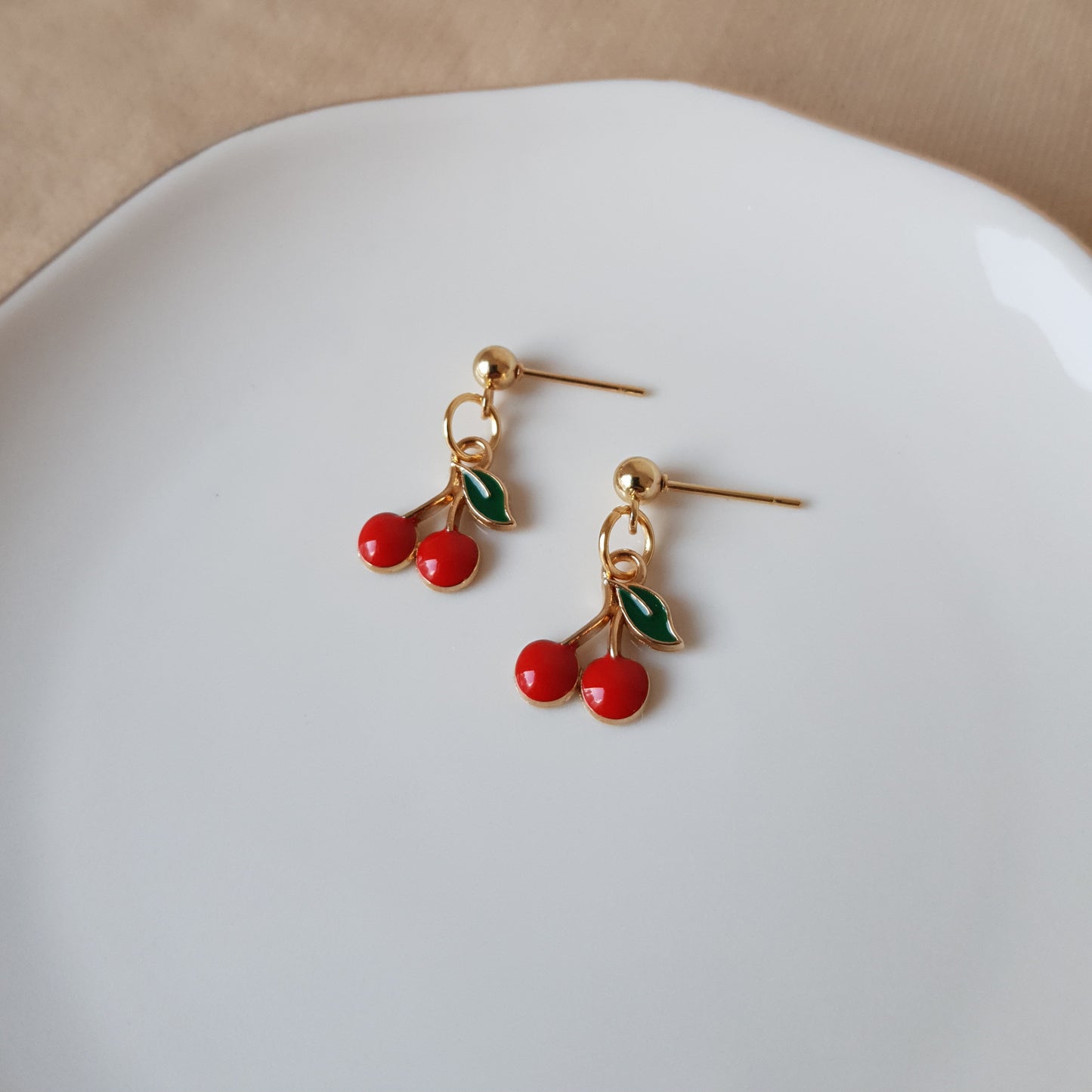 Cherries dangle earrings