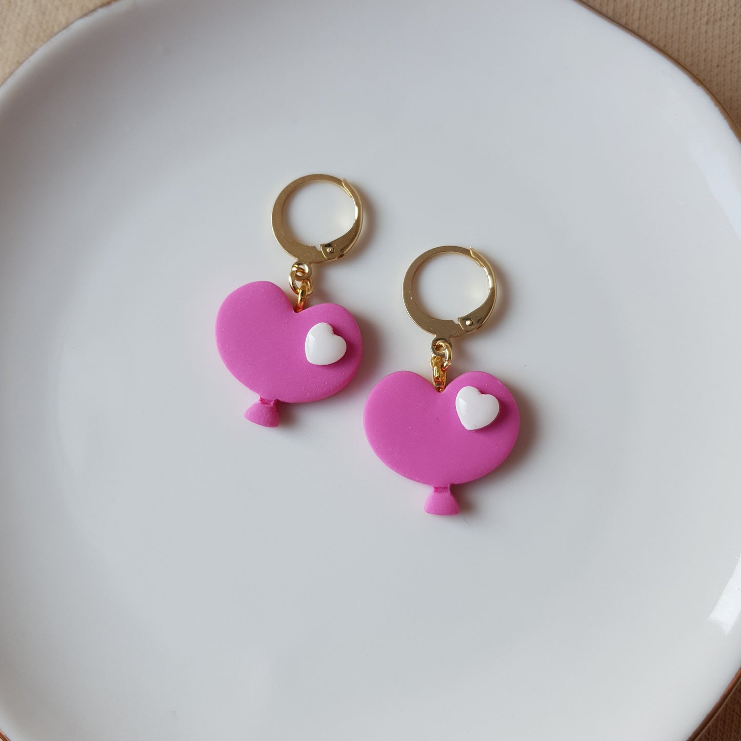 Pink baloon dangle earrings