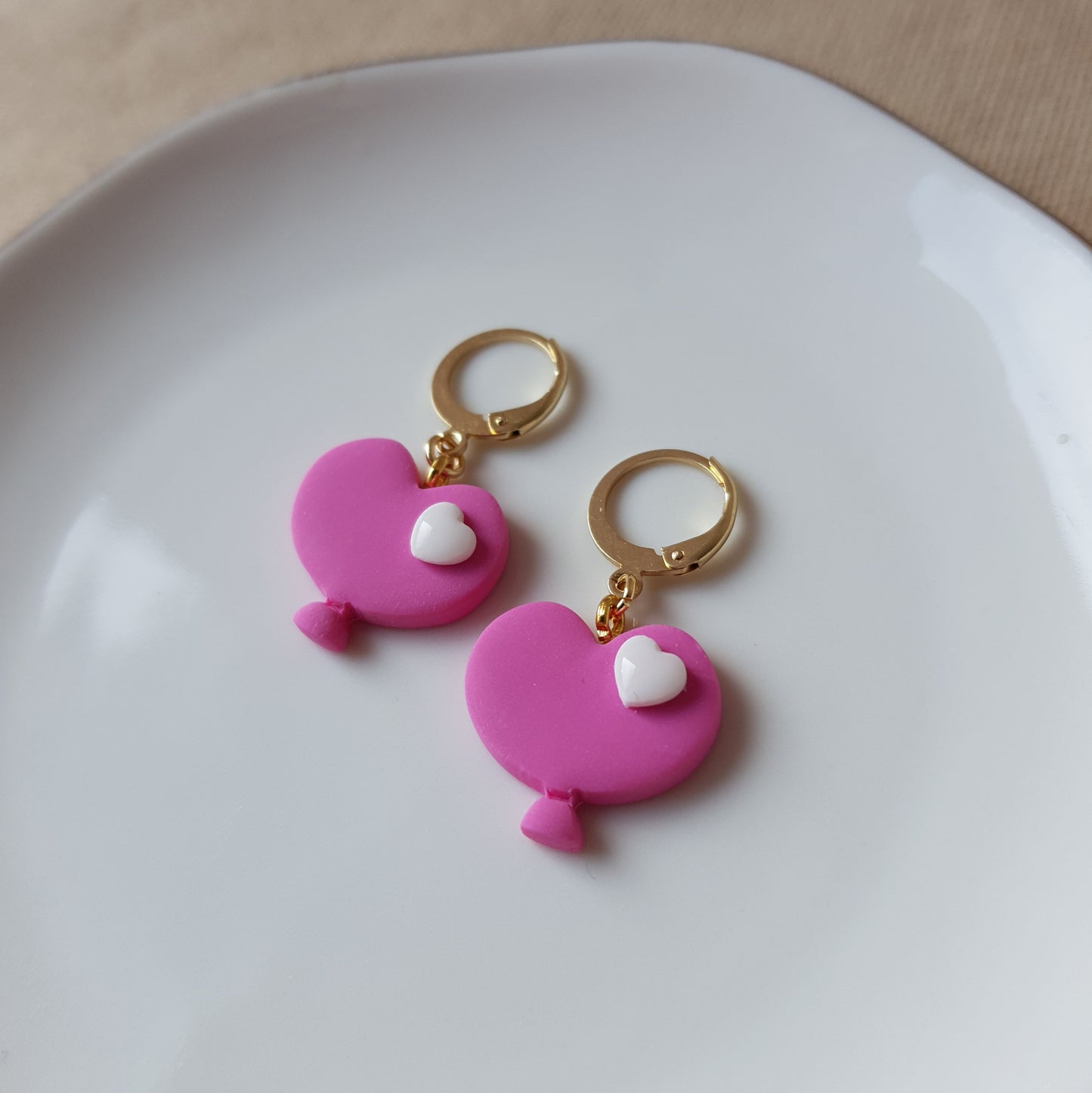 Pink baloon dangle earrings