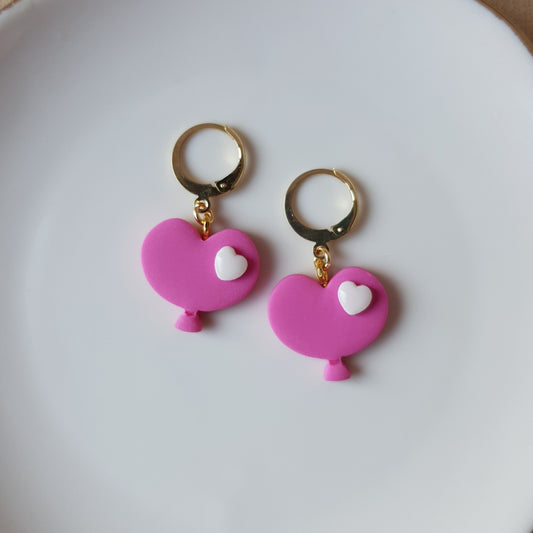 Pink baloon dangle earrings
