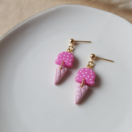 Cute pink ice cream earrings