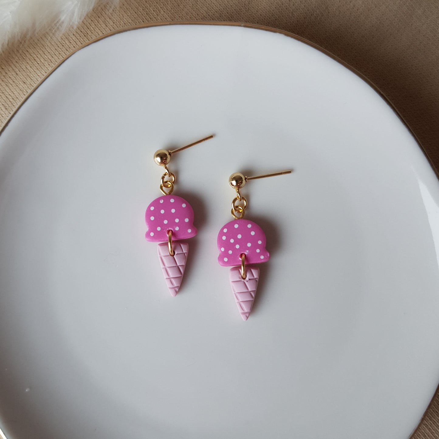 Cute pink ice cream earrings