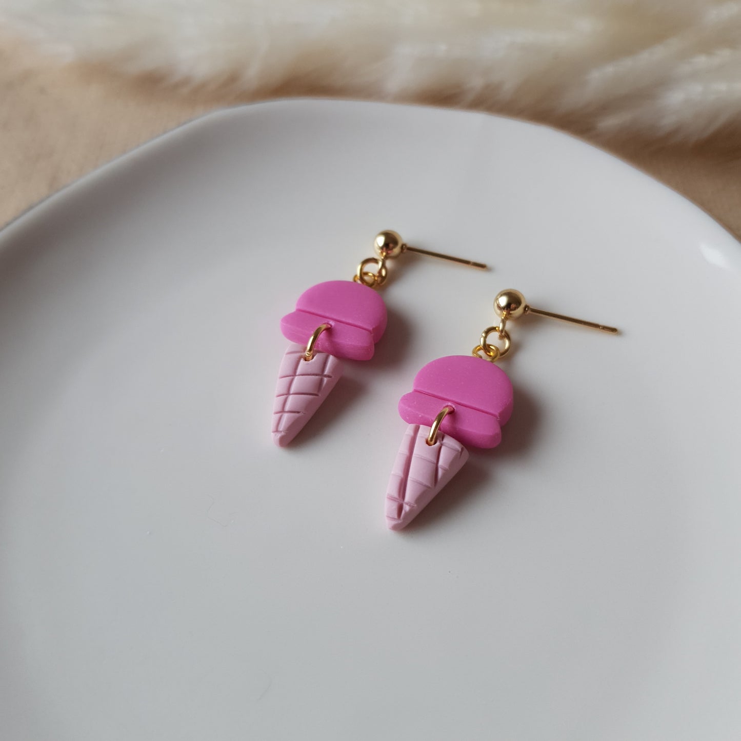 Pink ice cream earrings