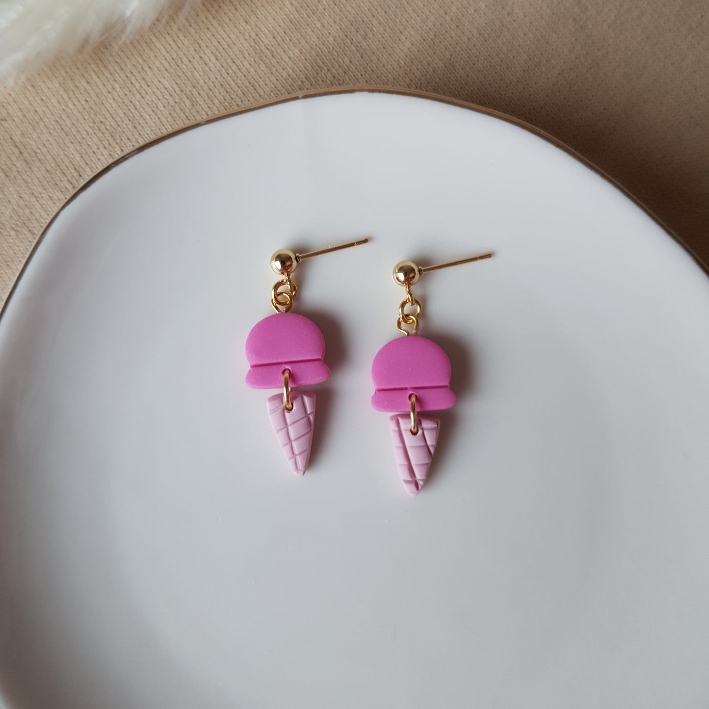 Pink ice cream earrings