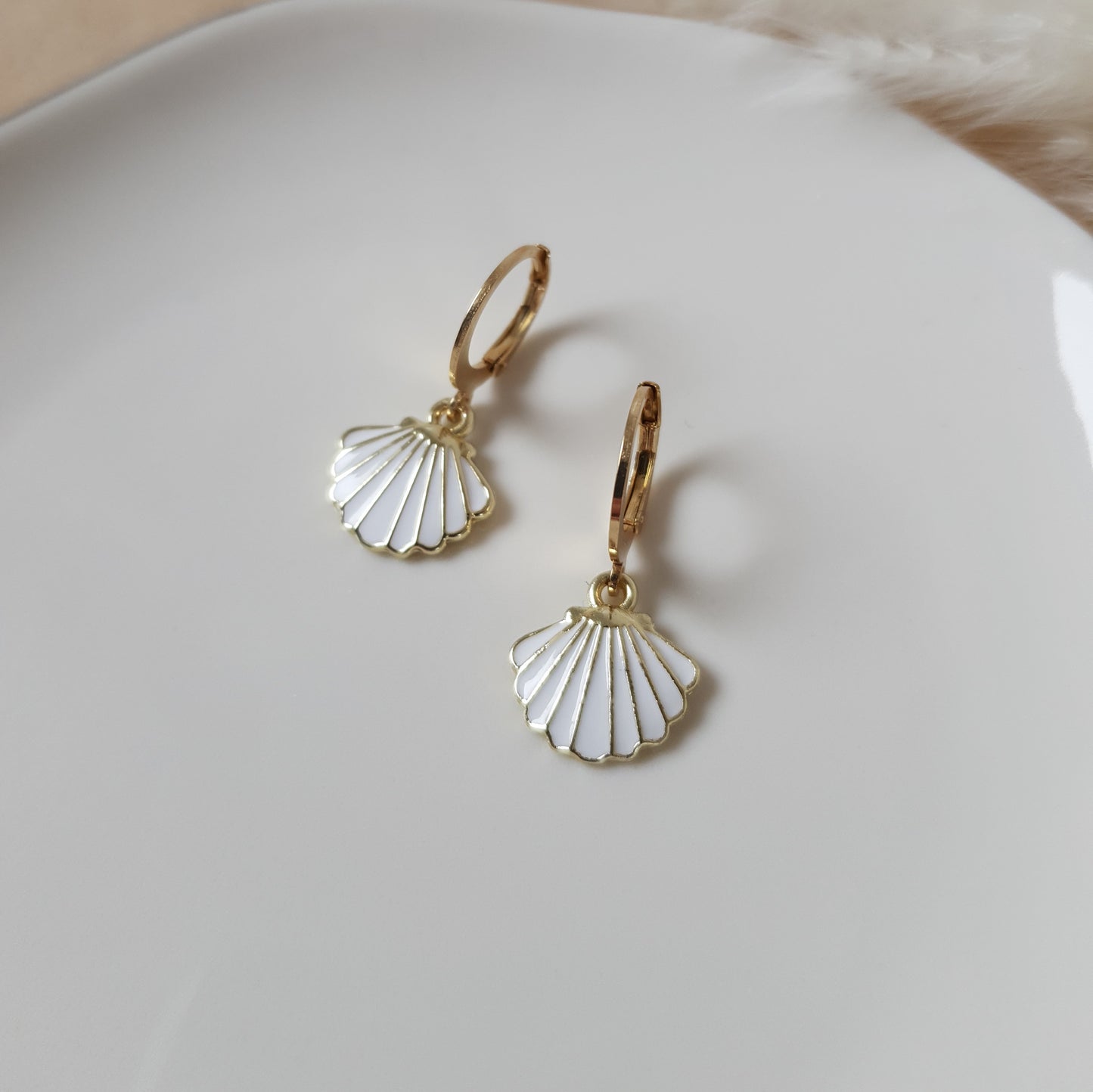 White seashell earrings