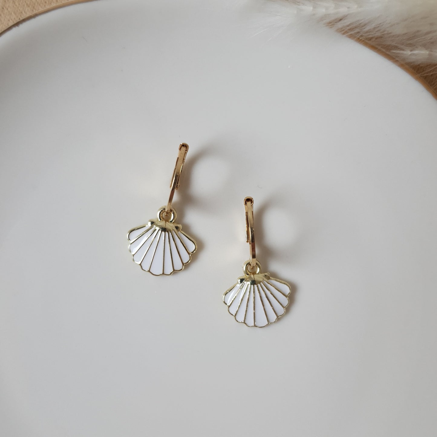 White seashell earrings