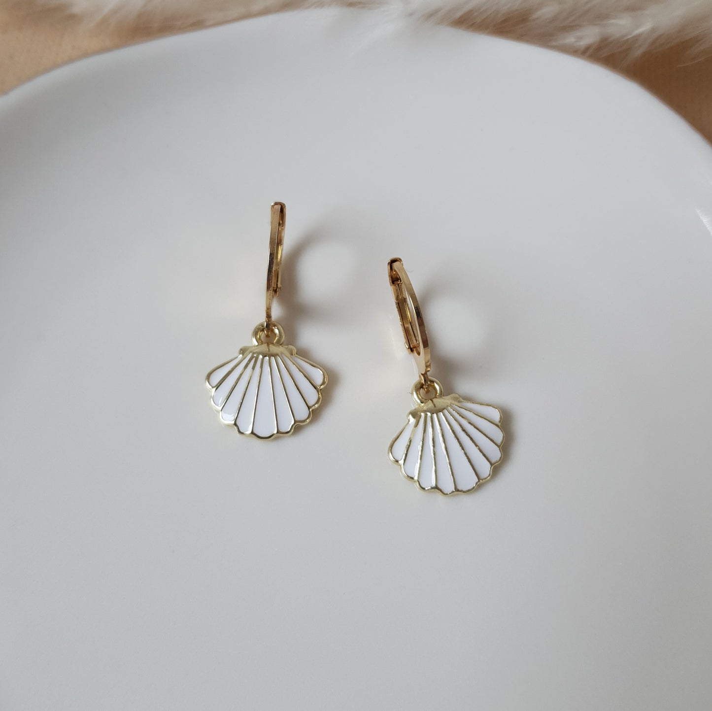 White seashell earrings