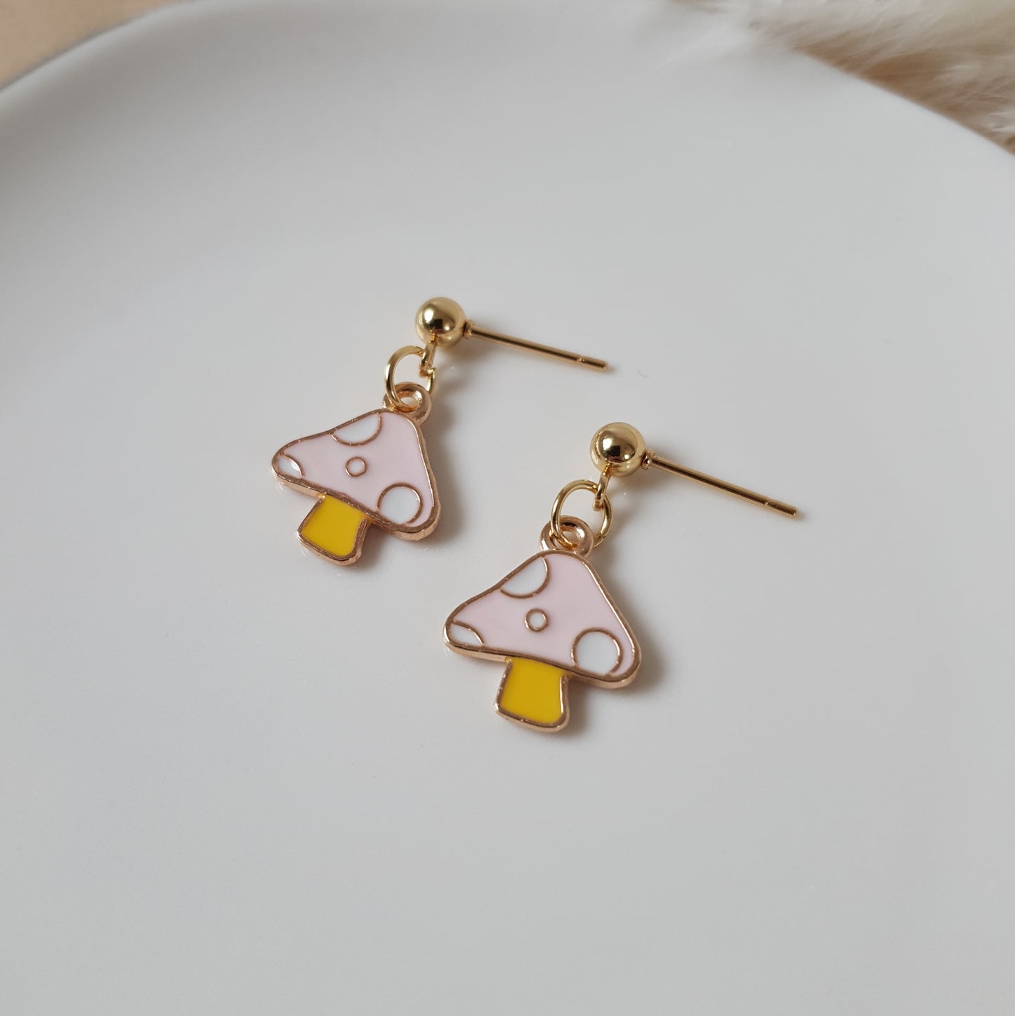 Cute pink mushroom earrings