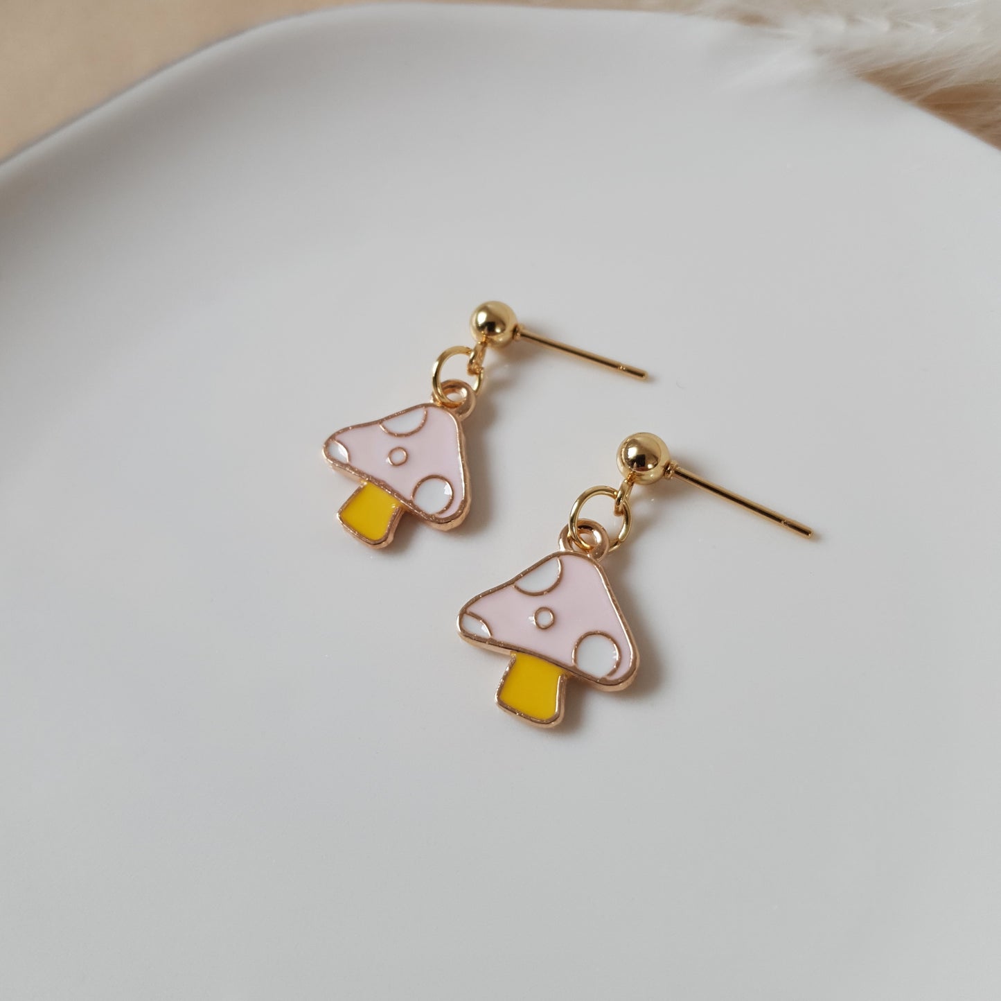 Cute pink mushroom earrings