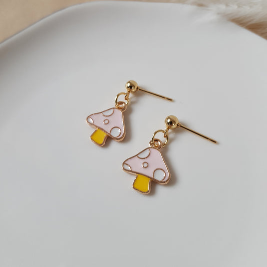 Cute pink mushroom earrings