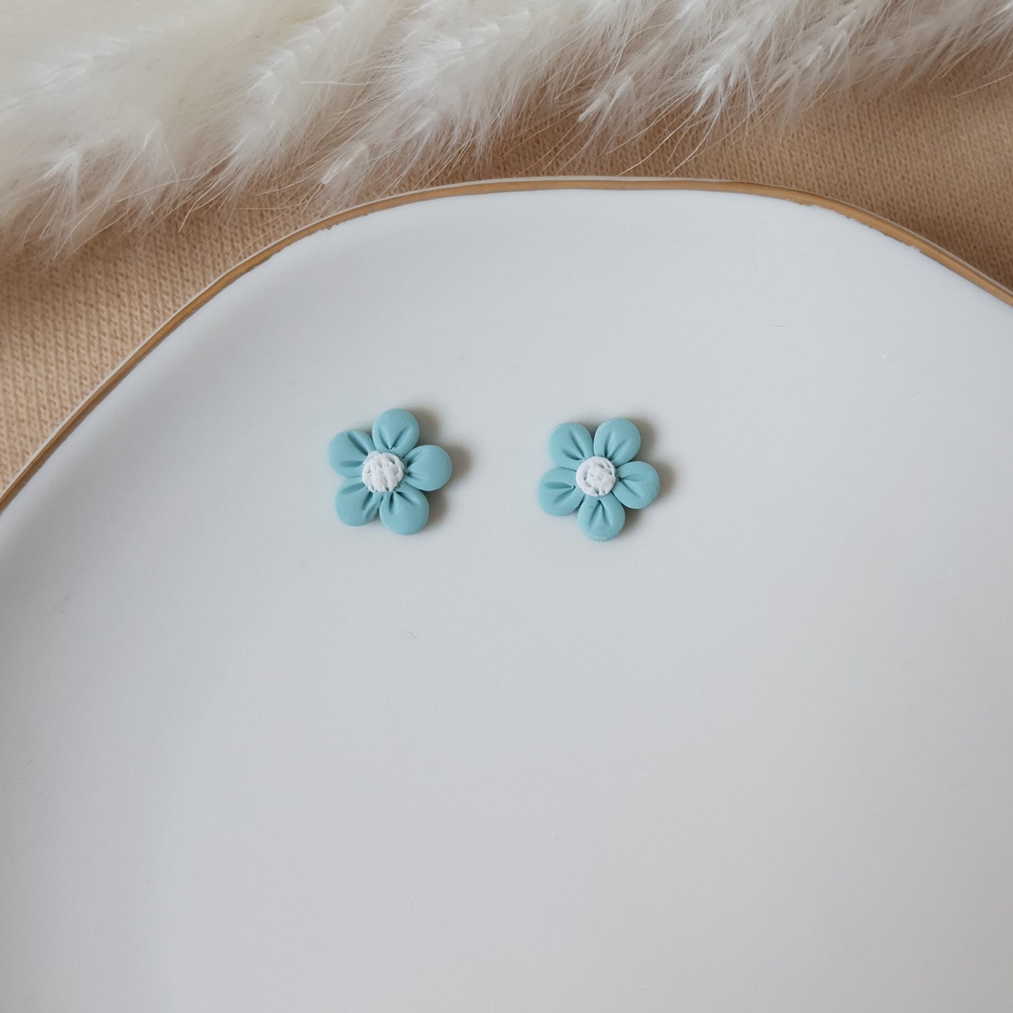 Mini blue flower earrings