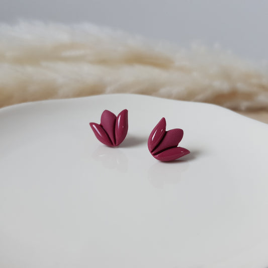 Purple tulip stud earrings