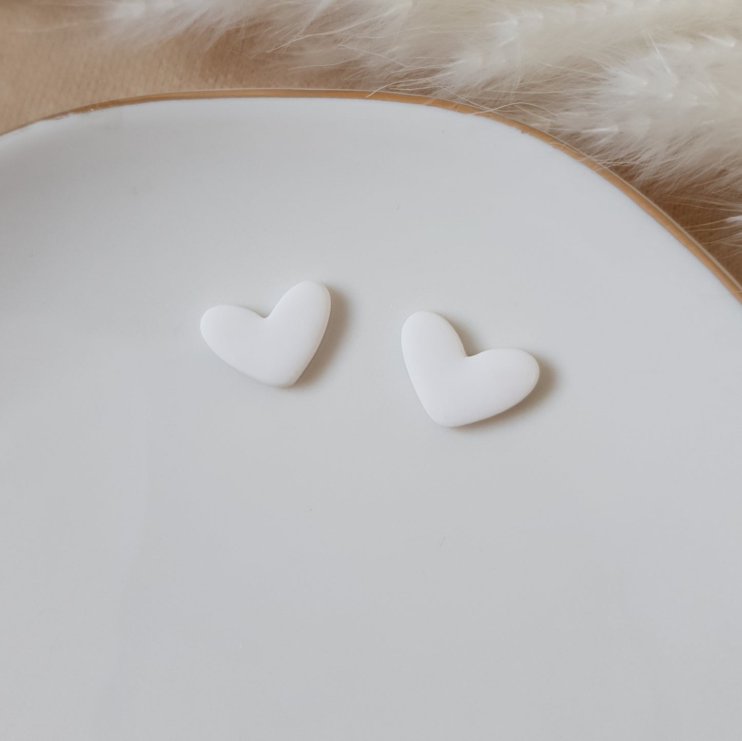 Cute white heart earrings