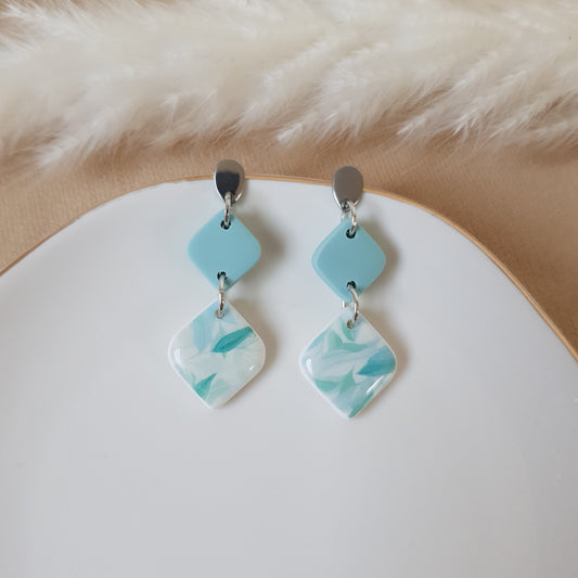 Dusty mint leaf earrings