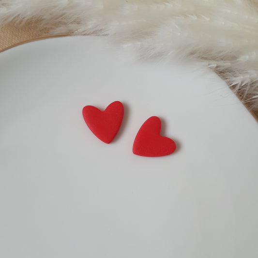 Red hearts stud earrings