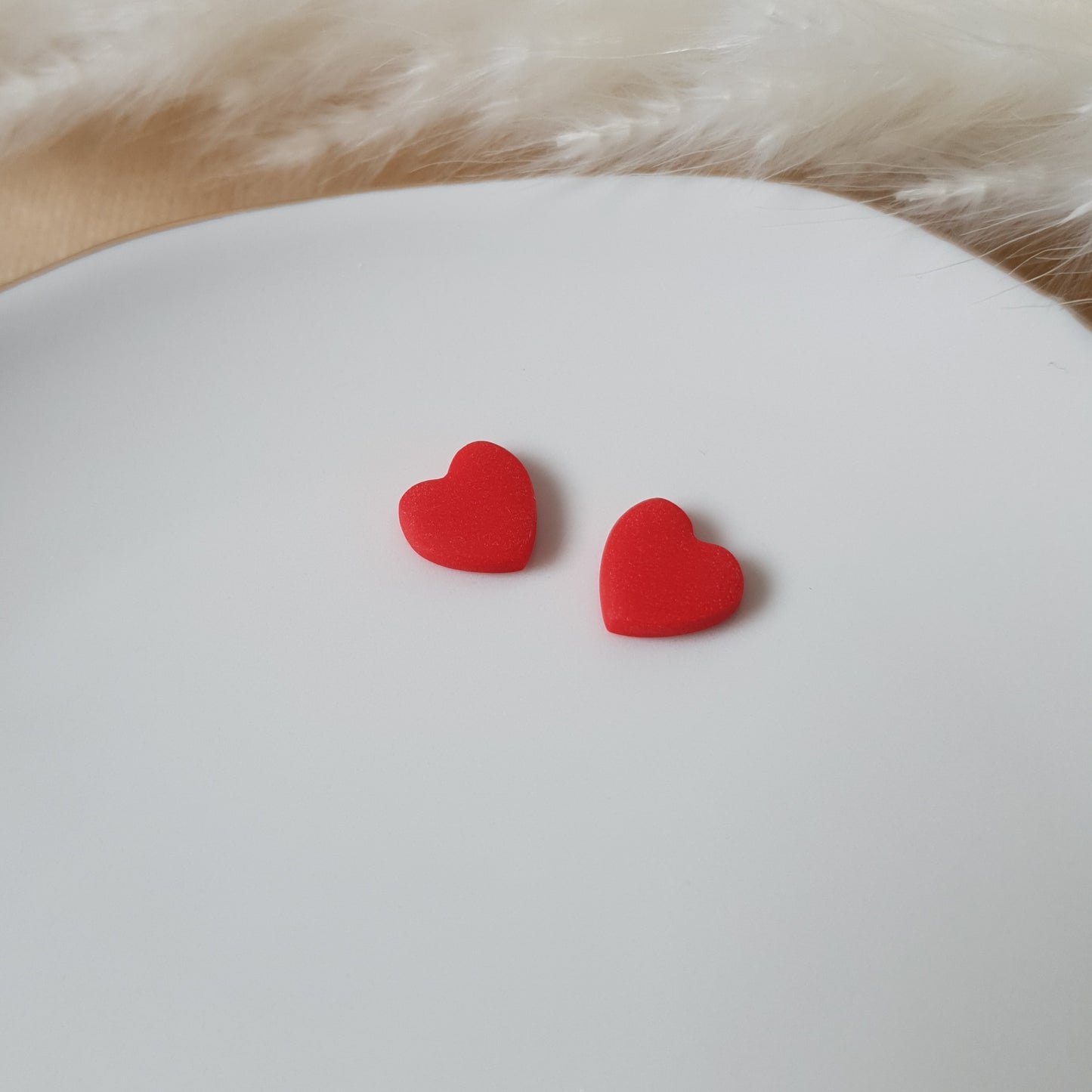 Mini red heart stud earrings