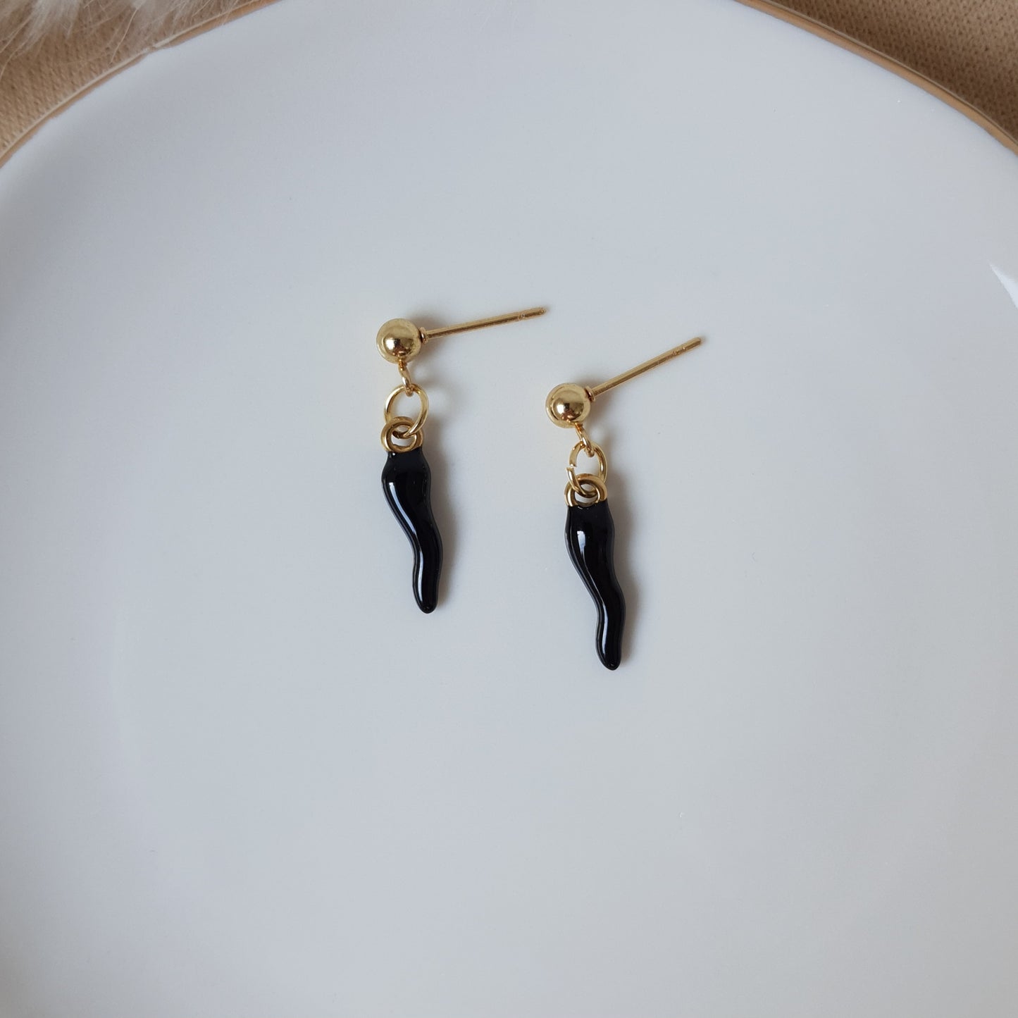 Black chilli dangle earrings