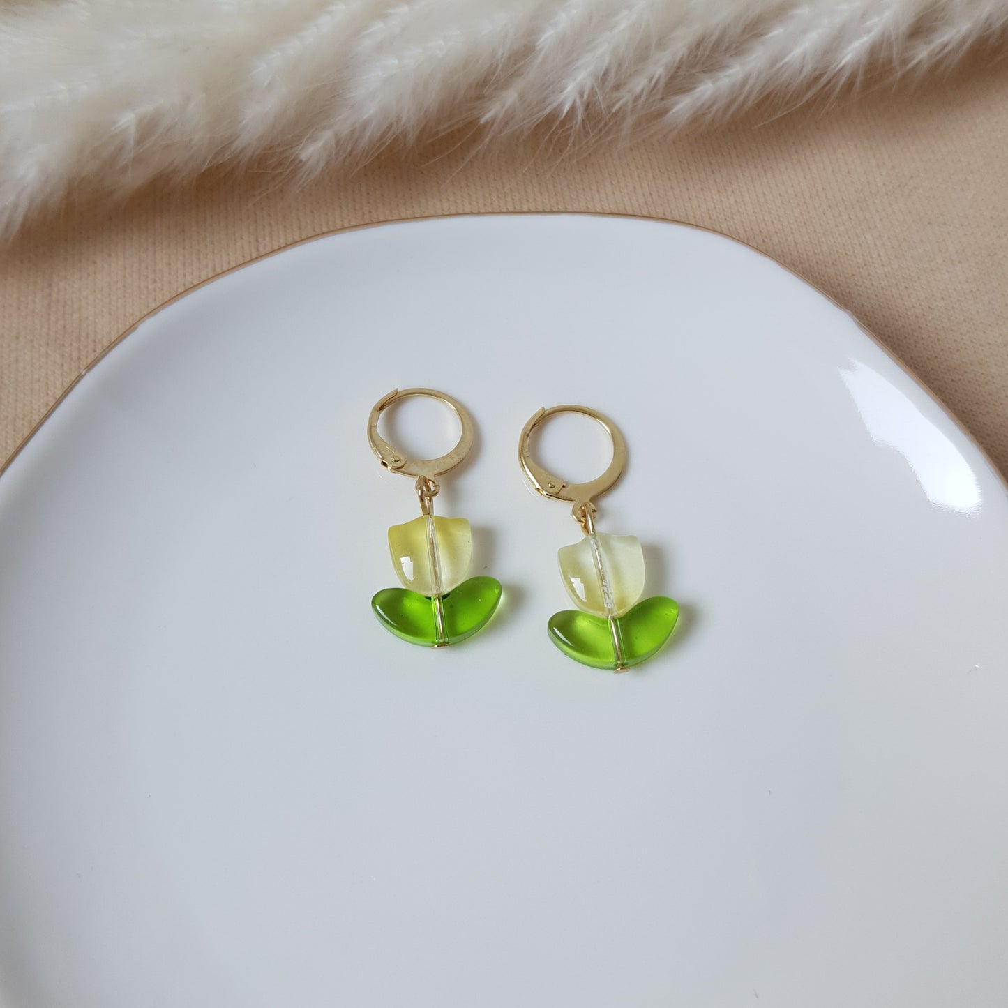 Yellow tulip earrings
