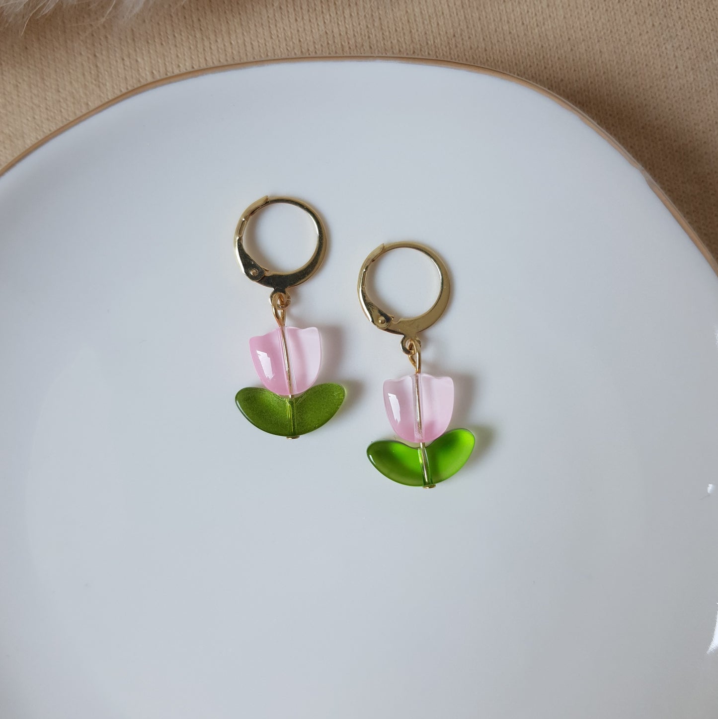 Light pink tulip earrings