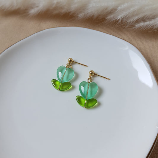 Turquoise heart flower earrings