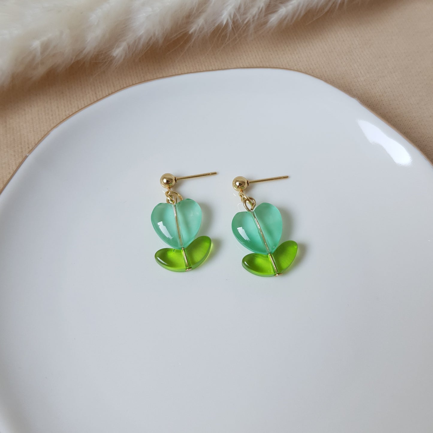 Turquoise heart flower earrings