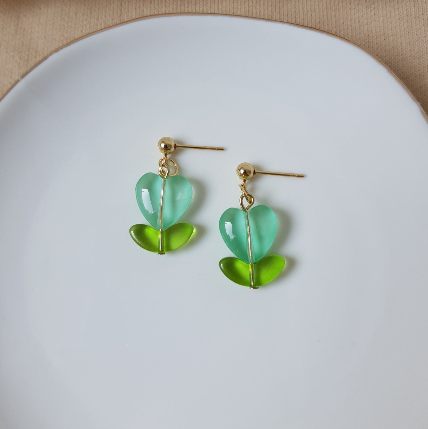 Turquoise heart flower earrings