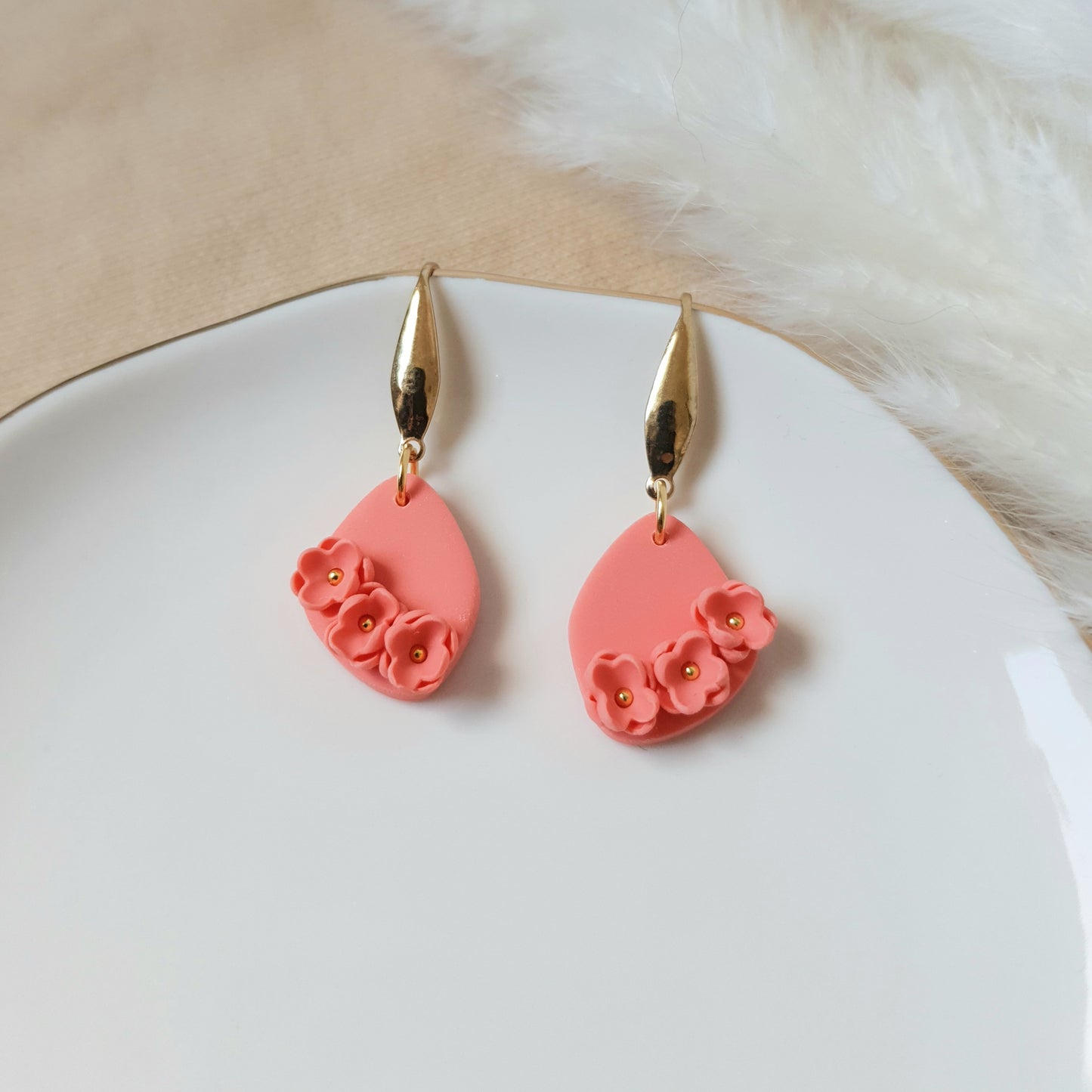 Flamingo floral dangle earrings