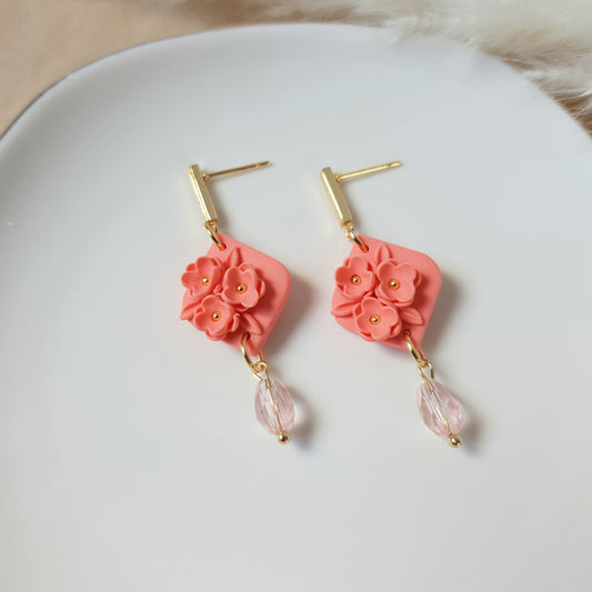 Flamingo floral dangle earrings