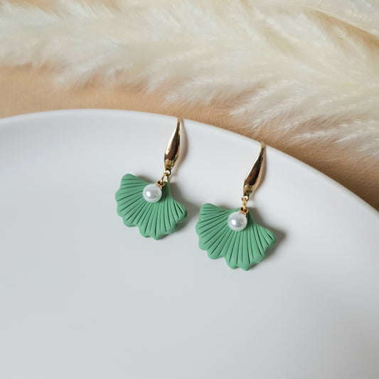 Green ginko earrings