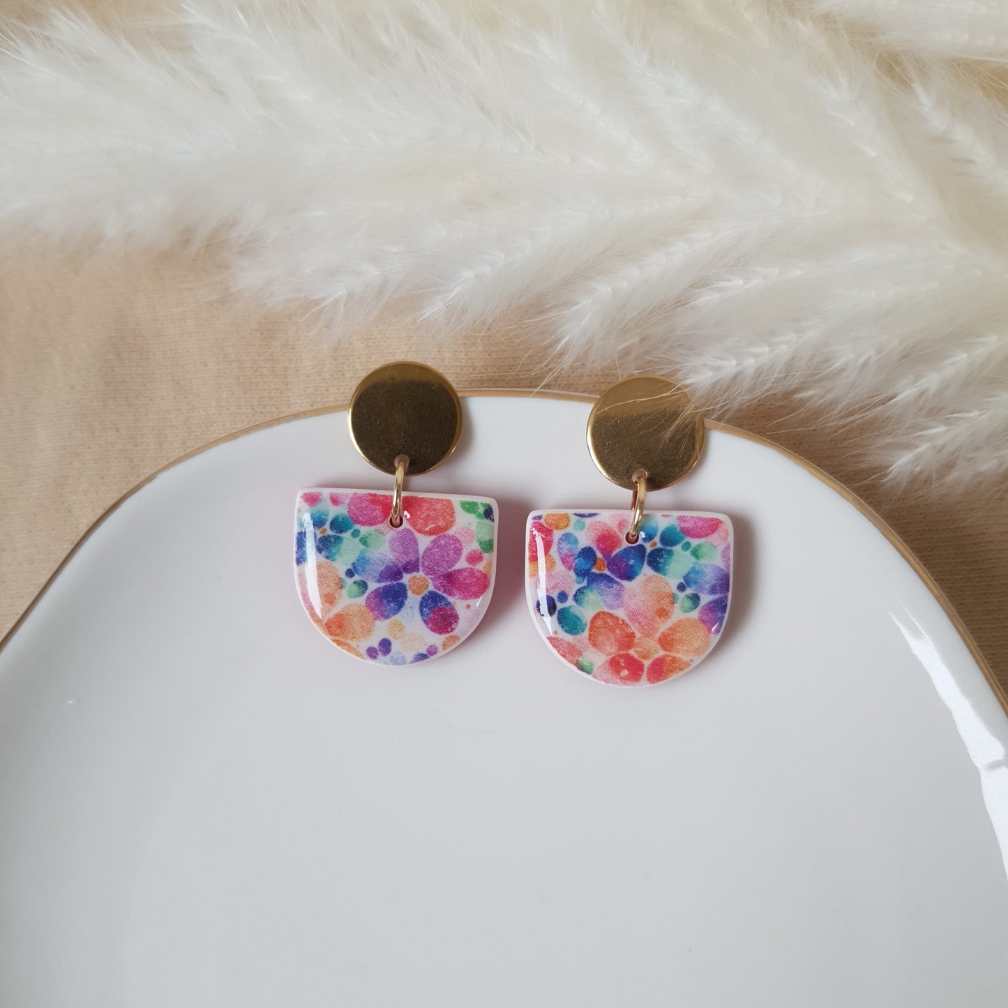 Colorful floral dangle earrings