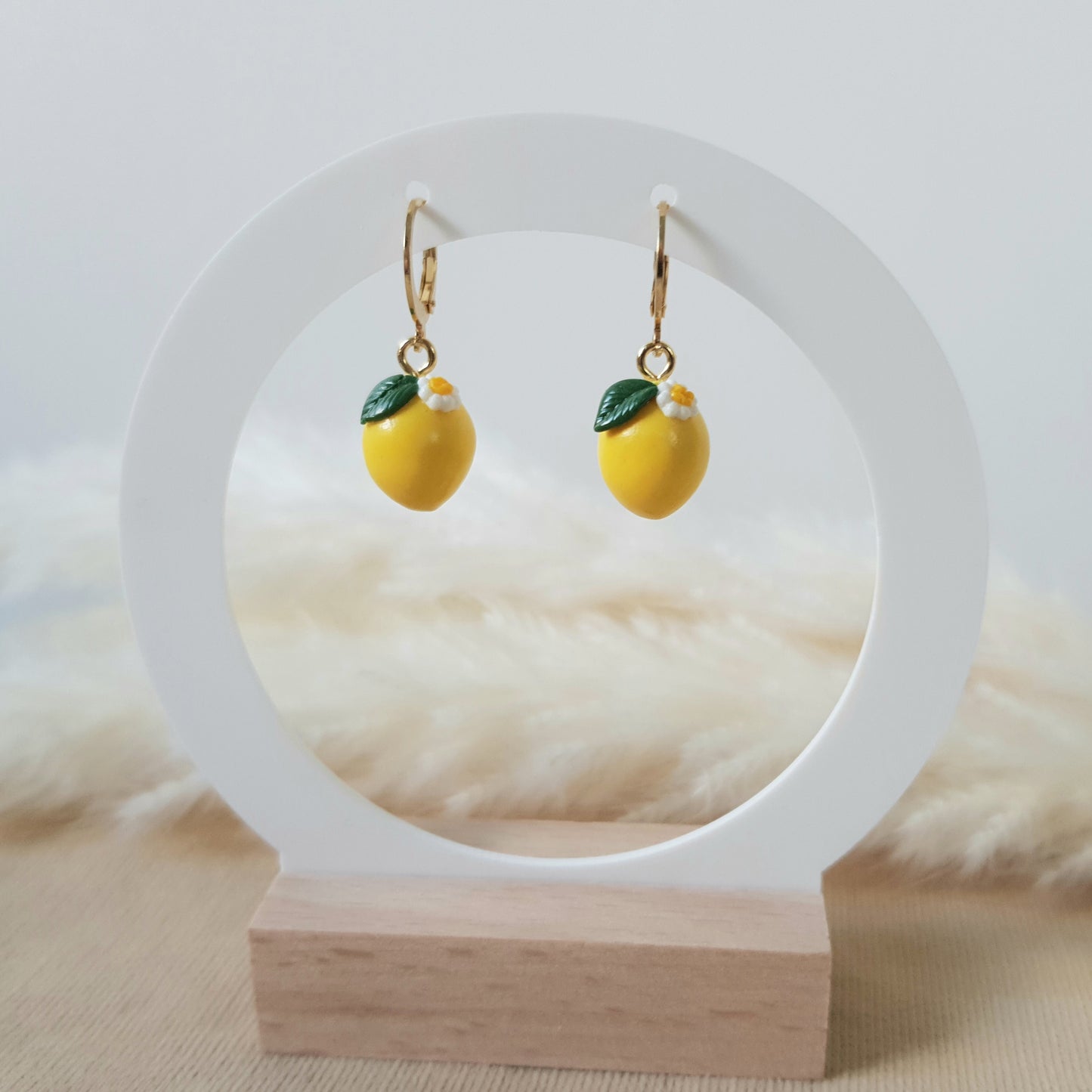 Lemon flower hoop earrings