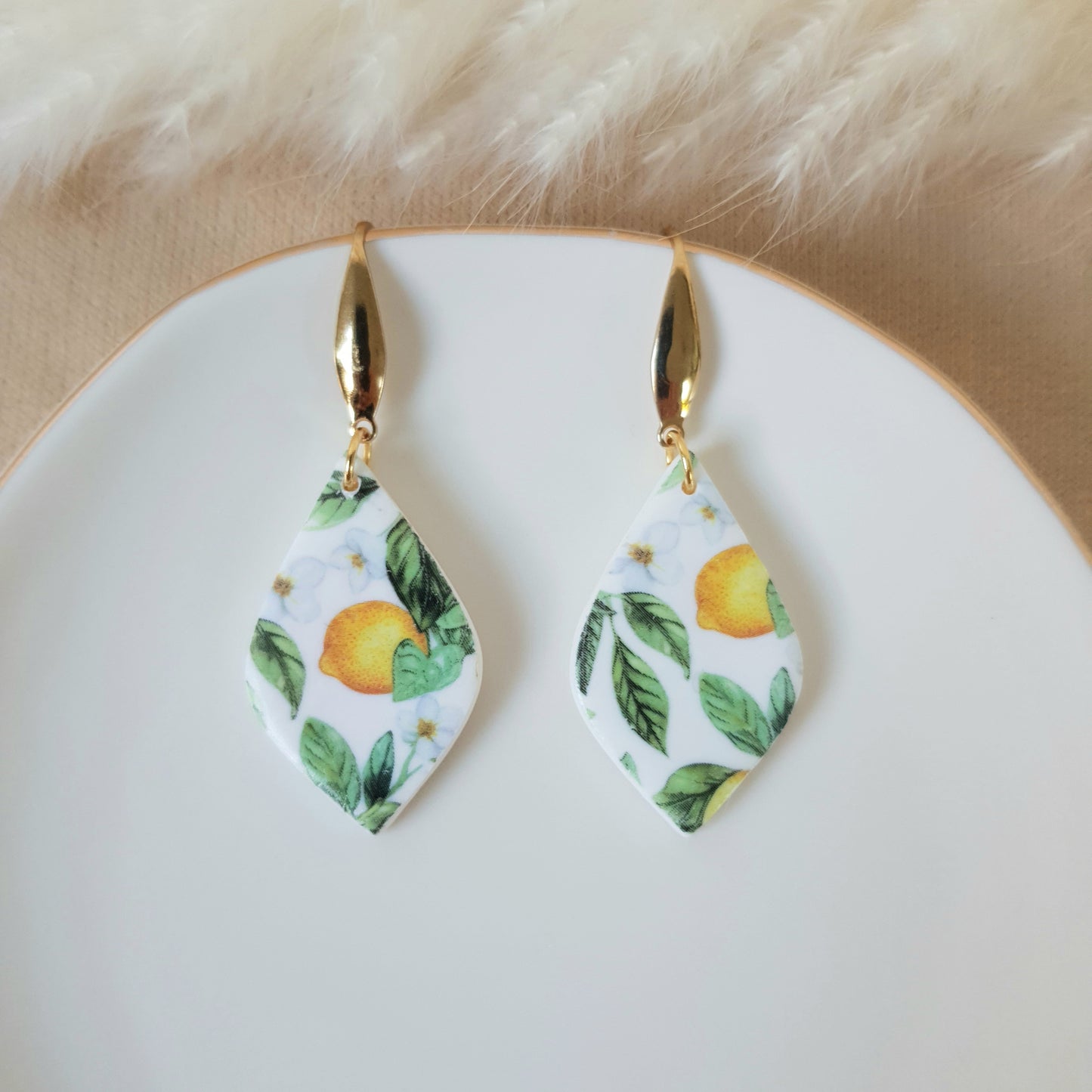 Lemon leaf earrings