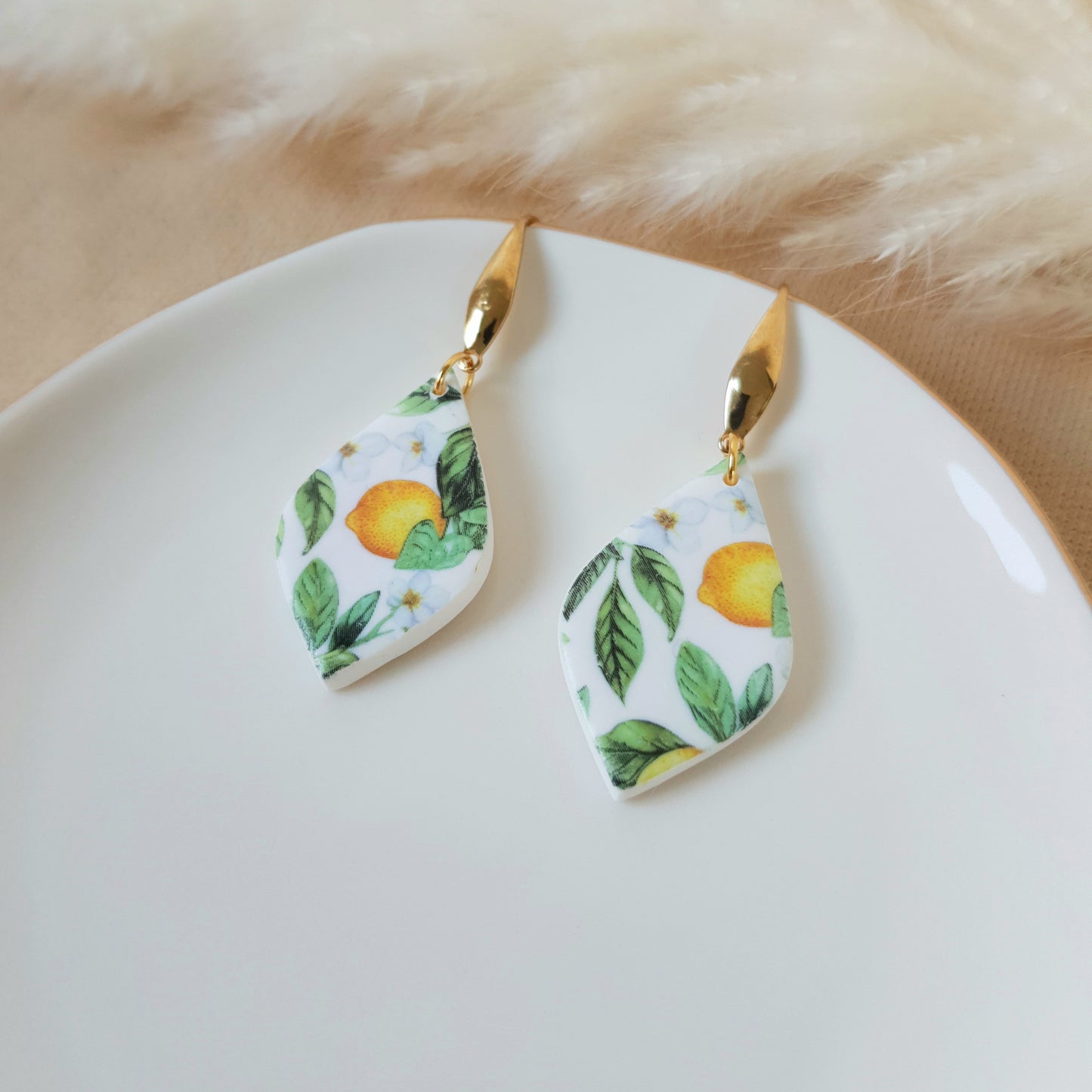 Lemon leaf earrings