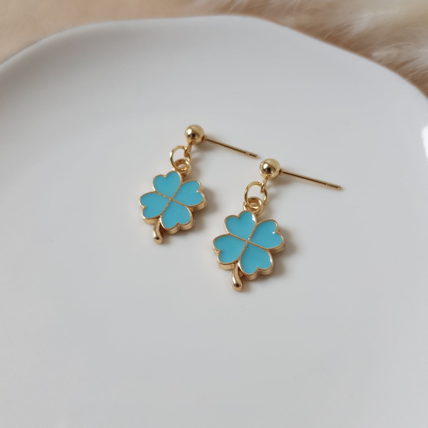 Turquoise four leaf clover earrings