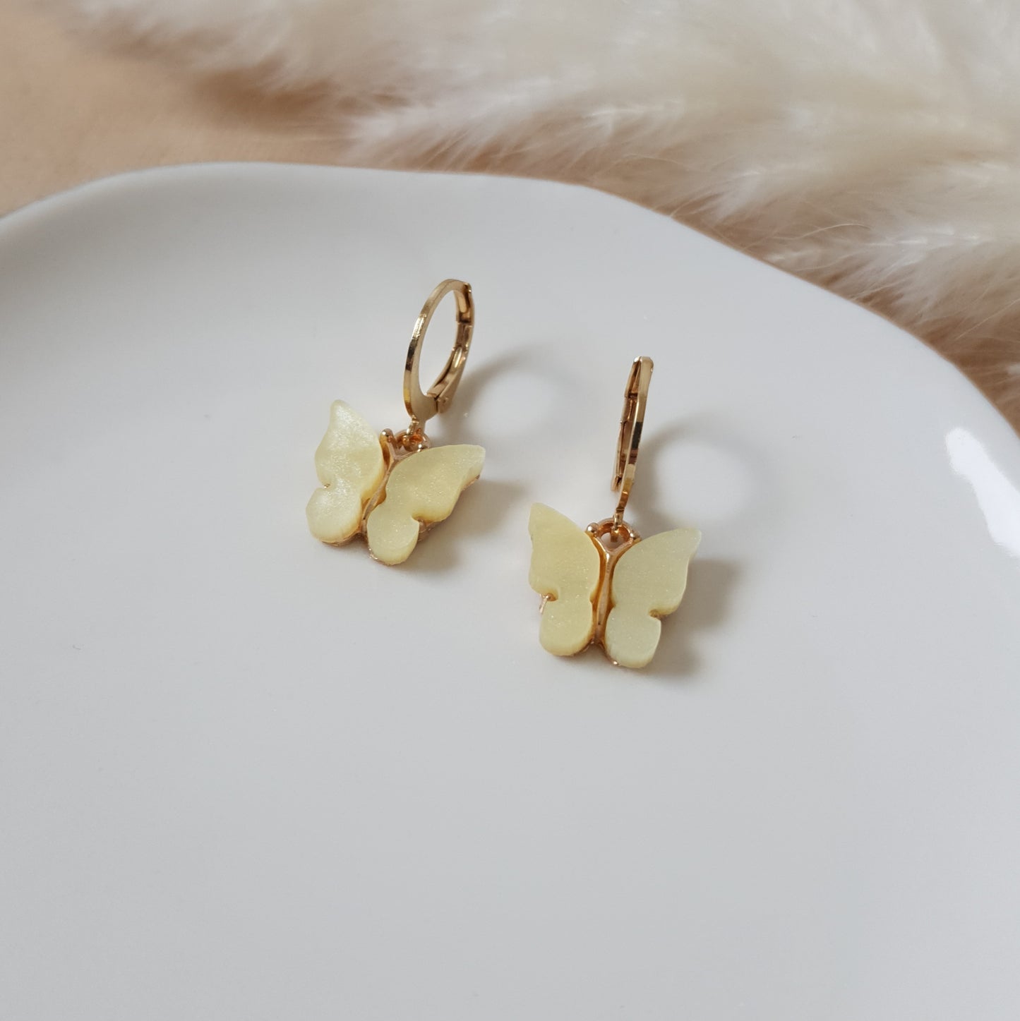 Yellow butterfly earrings