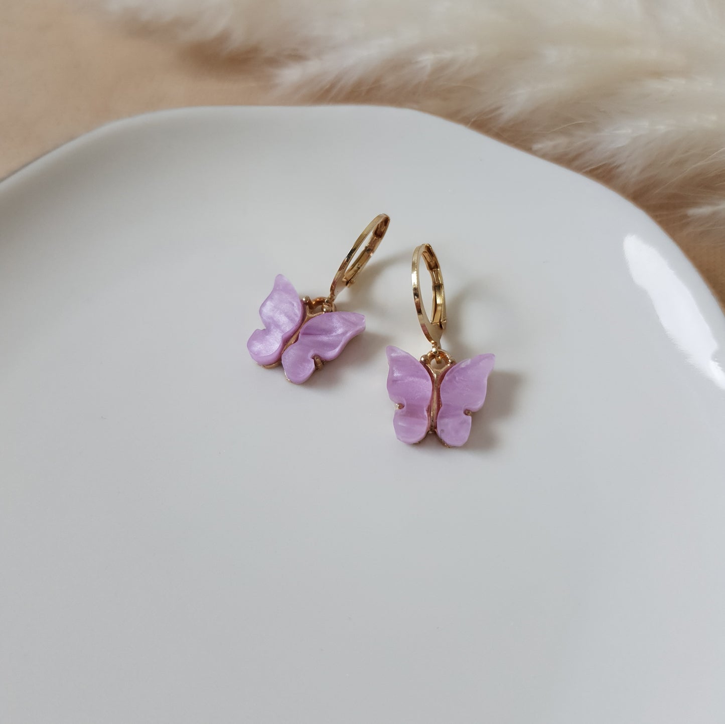 Purple butterfly earrings