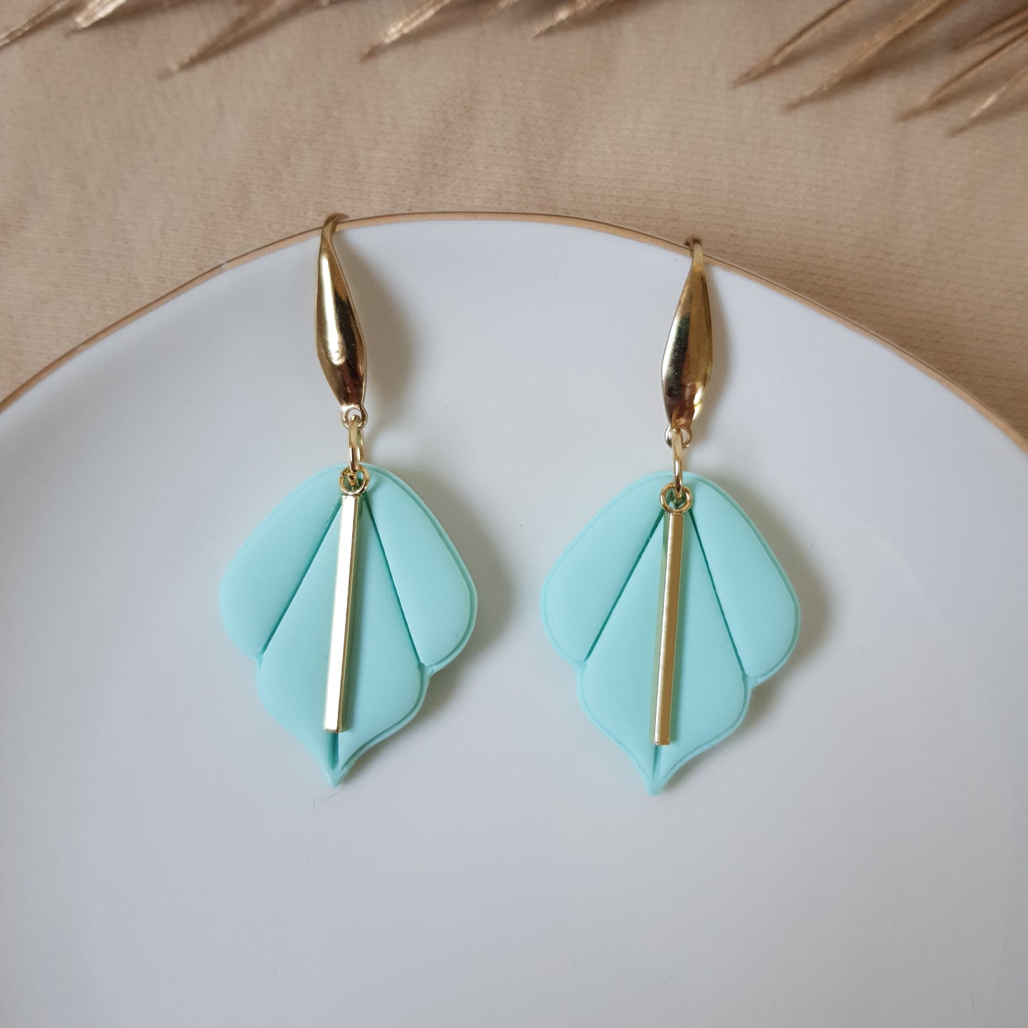 Mint leaf dangle earrings