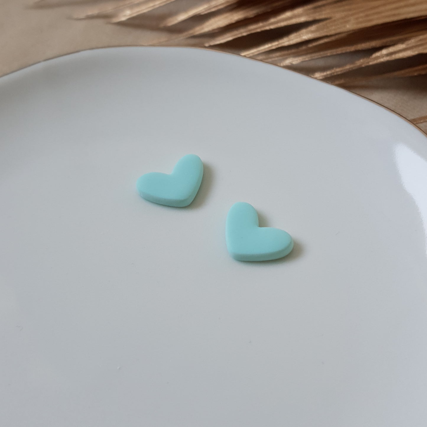 Cute minty heart studs