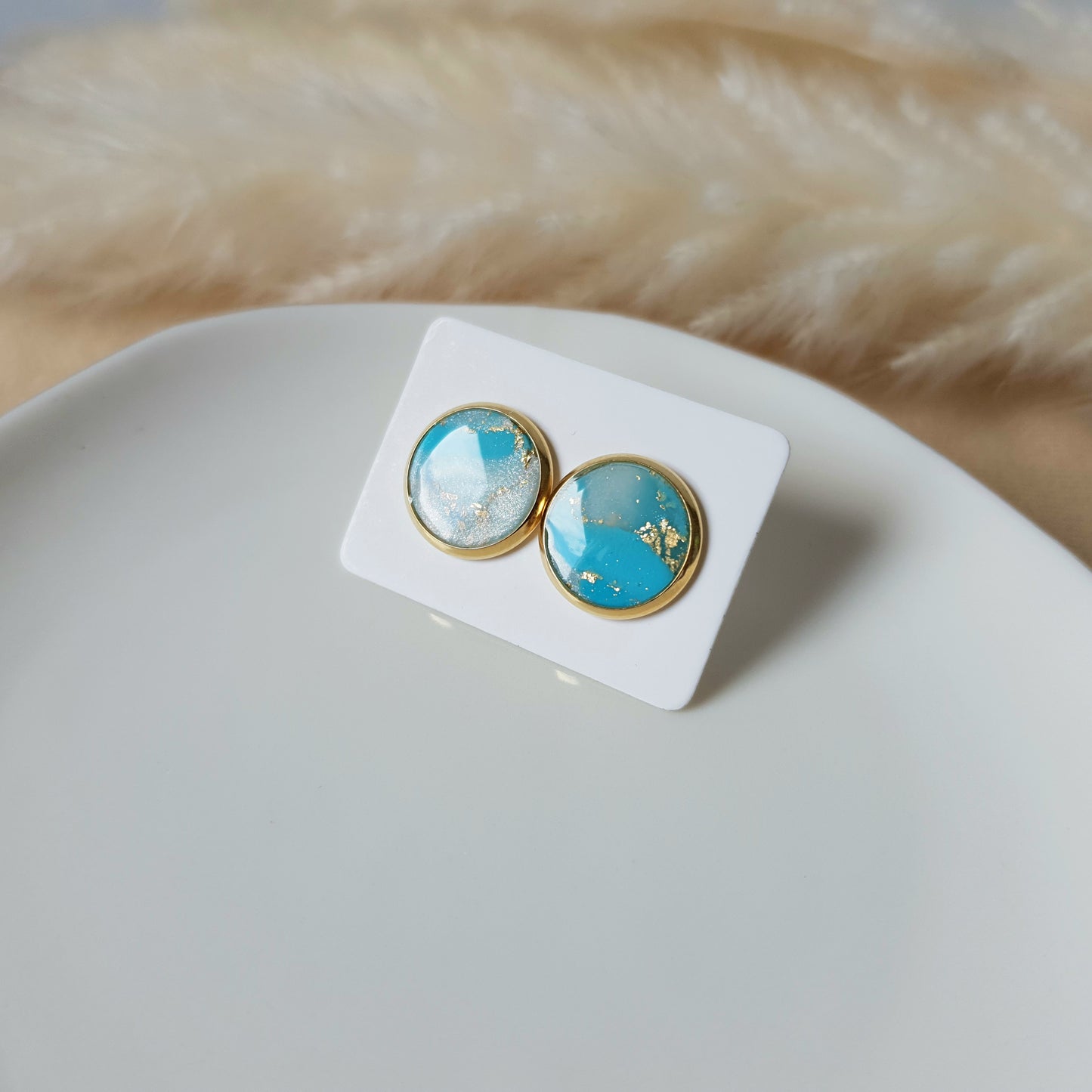 Turquoise and pearl studs