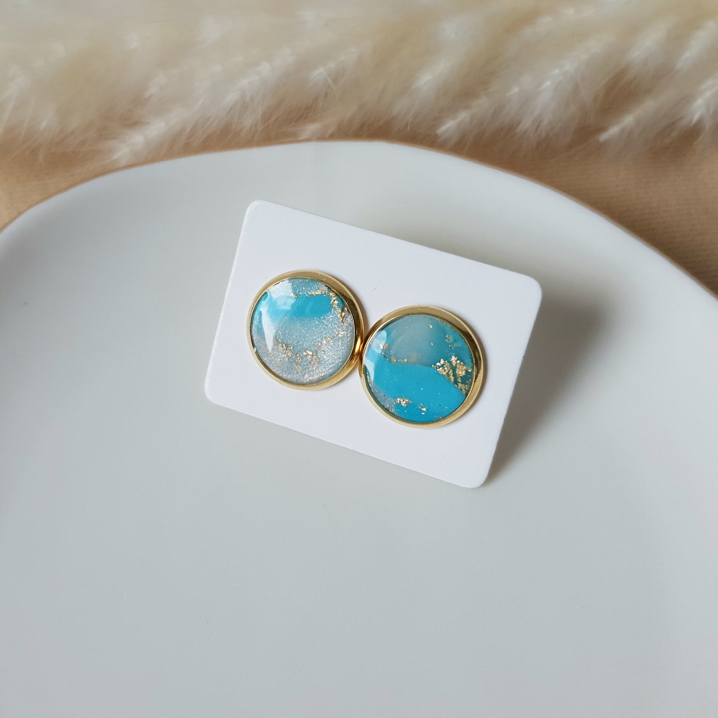 Turquoise and pearl studs