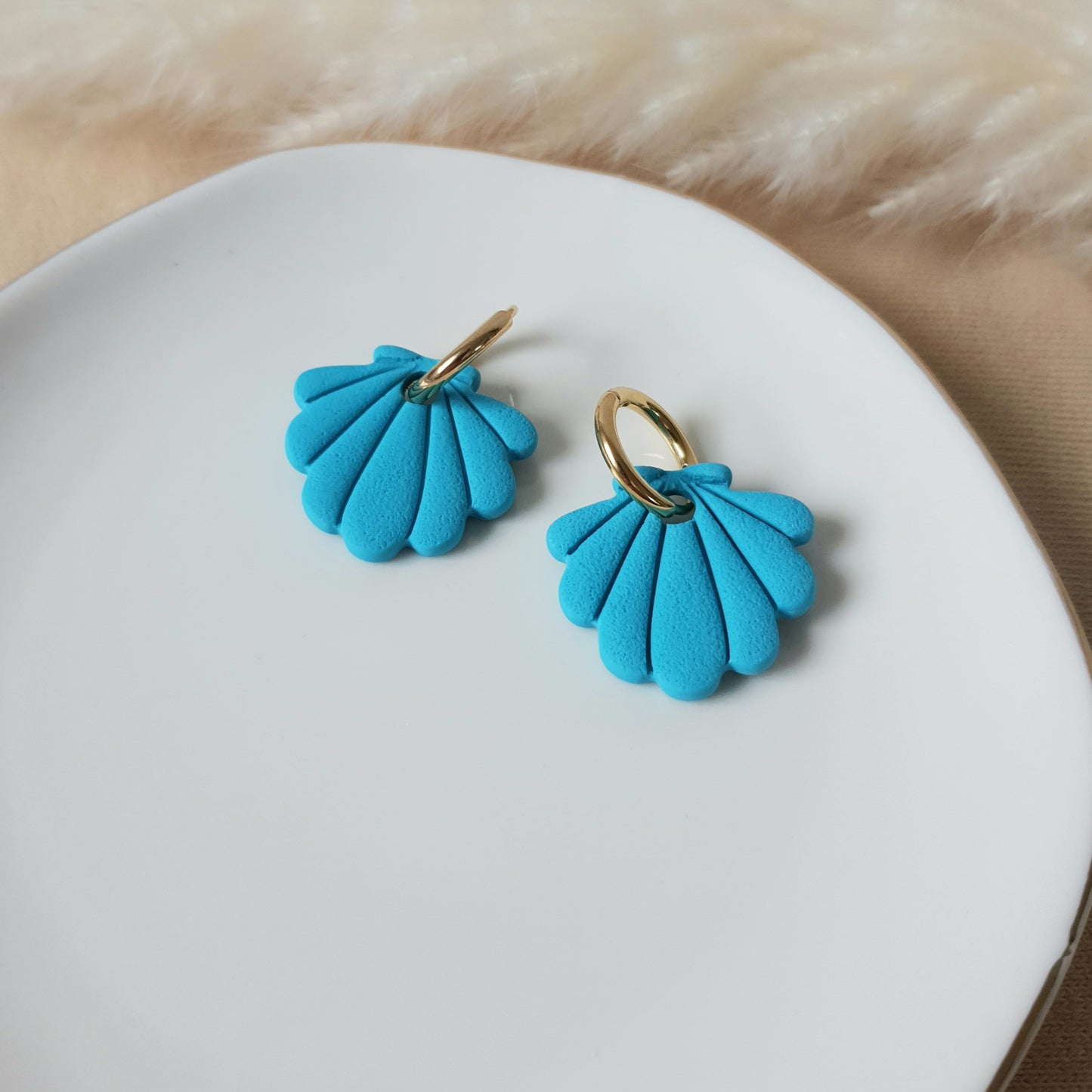 Turquoise sea shell hoops