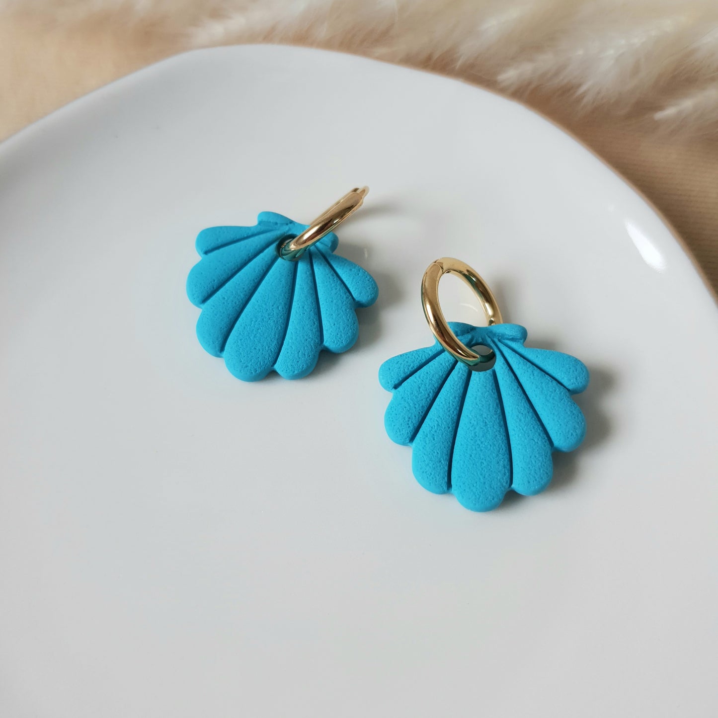 Turquoise sea shell hoops