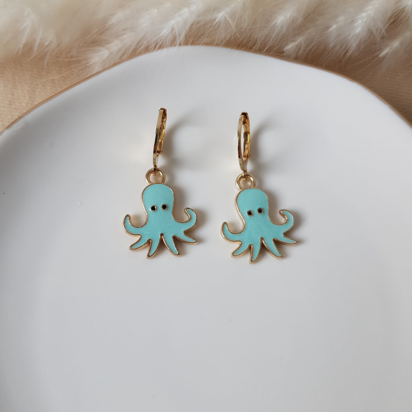 Blue octopus earrings