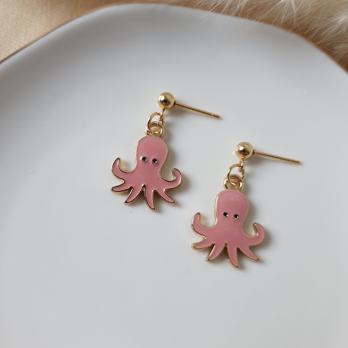 Pink octopus earrings